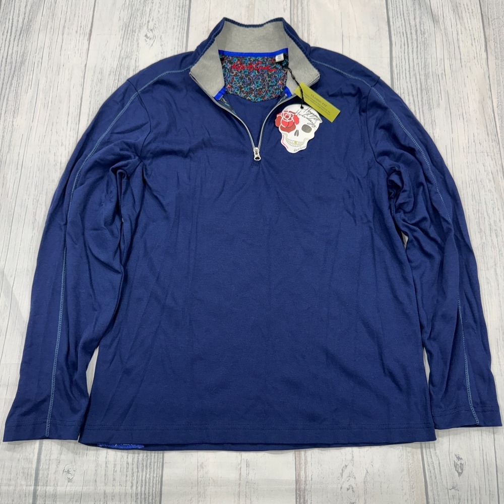 Robert Graham Brecken 1/4 Zip Sweater XL Navy Blue Golf Mens NWT $158